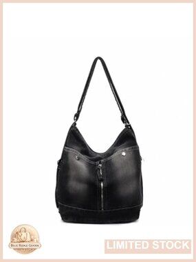 Denim Hobo Bag Convertible Backpack Purse Multi Wear